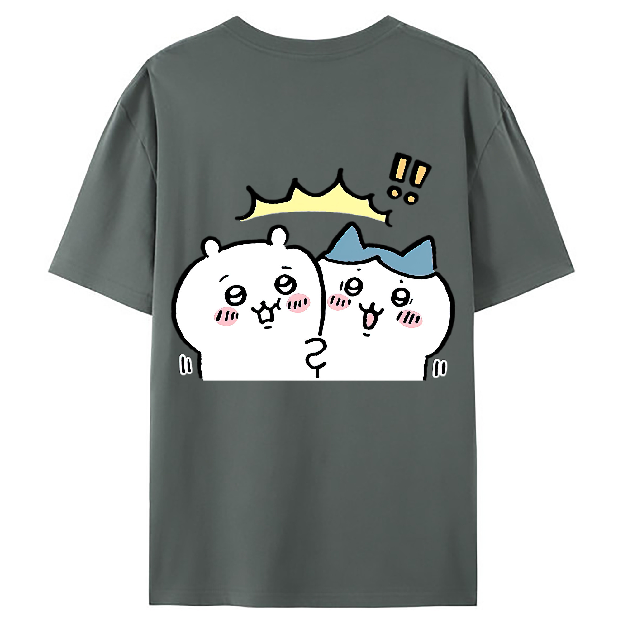 （画像用） ちいかわ ハチワレ Chii-kawa hachiware 綿100％ メンズ半袖Tシャツ（バックプリント） 通気性